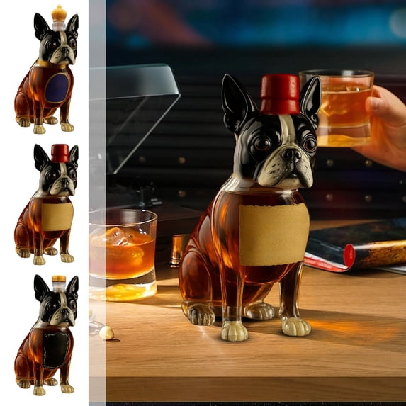 YYV Clear Dog-Shaped Whiskey Bottle High Borosilicate Glass Decanter Unique Wine Enhancer Stylish Decor Gift for Home Bar Whiskey Red Wine Presentation