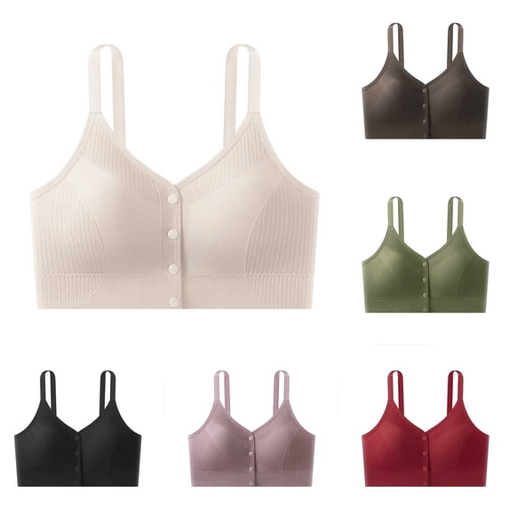 YYV Comfortable Front Closure Bra Comfortable Front-Clip Shockproof Sports Bra Casual Leisure Secure Buckle Design Breathable Stretch Fabric Anti-Bounce Removable Pads Comfortable Support for