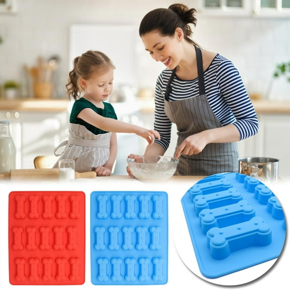 YYV Dog Treat Baking Tray Dog Training Concept Food Grade Silicone Cake Mold Homemade Pet Snack Making Grinding Rod Oven Safe Easy Clean 15 Holes