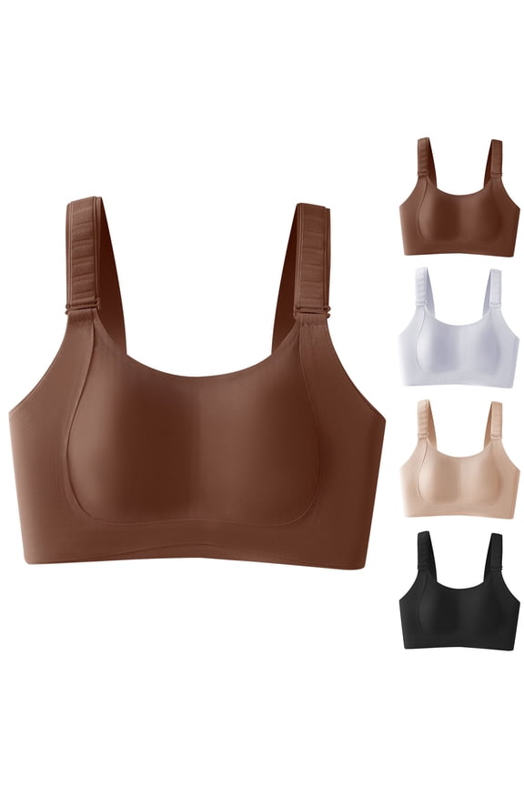 Everyday Bras Pushup Bras for Women Women's Bras No Underwire Breathable Seamless Bralettes for Women Ruffled Insert Seamless Wireless Bra Removable Ear-Pad Design Back Four-Row Hook