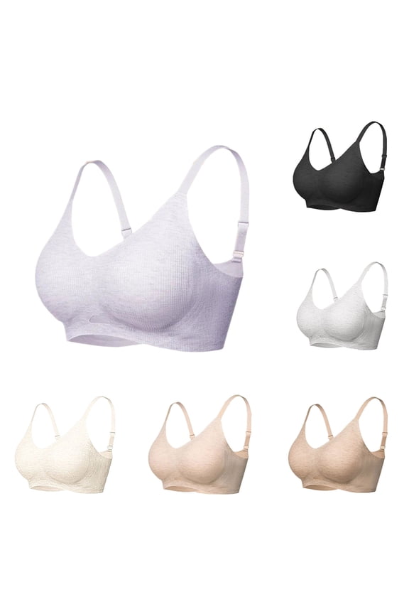 Everyday Bras Wireless Push up Bras for Women Womens Bras No Underwire Breathable Seamless Wireless Tank Bra Solid Color Soft Breathable No-Underwire Side-Gathering Contour Lift Removable