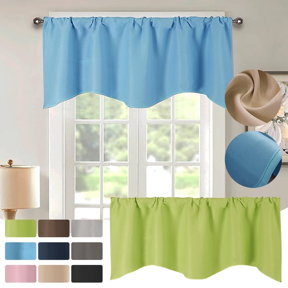 YYV Extra-Wide Short Valance Curtain Rod Pocket Blackout Kitchen Living Room Bathroom Topper Contemporary Window Treatment Decorative Swag Panel, Valance Curtain