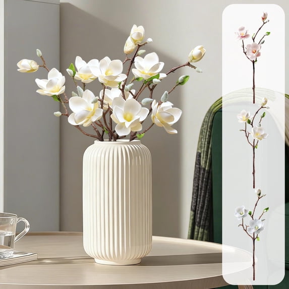 YYV Gifts 20 inch Artificial Magnolia Stems Faux Magnolia Branches Fake Flowers Greenery for Vases Wedding Centerpieces Arrangements Party Home Décor