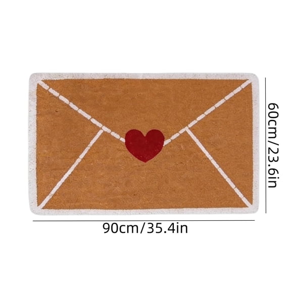 YYV Gifts Red Heart Shaped Welcome Non Slip Doormat Thin Rubber Back Absorbent Entryway Floor Mat Romantic Valentines Day Decor Rug For Indoor Outdoor Front Door 23.62×35.43in