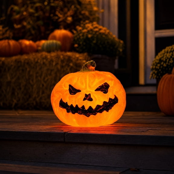 YYV Halloween Battery Pumpkin Lanterns Glowing Ornaments Portable Night Light for Party Decoration Photo Props Indoor Outdoor