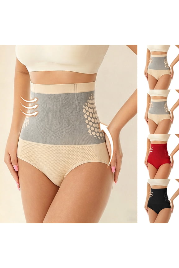 High-Waist Body Shaper Briefs Seamless Tummy Control Mid-Rise No-Roll Design Breathable Stretch Fabric Hip Lift Flat Seams Cotton Lined Crotch Invisible Fit Comfortable Everyday Shapewear Panties