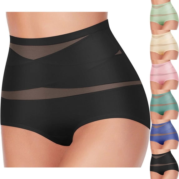 YYV High-Waist Crossband Shaping Shorts Seamless Tummy Control Breathable Stretch Fabric Hip-Lift No-Roll Design Flat Seams Cotton Lined Crotch Invisible Fit Everyday Shapewear Briefs