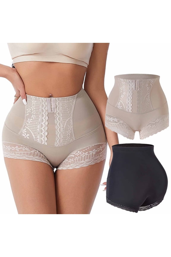 High-Waist Lace Mid-Rise Shaping Briefs Seamless Breathable Tummy Control Hip Lift Soft Stretch Fabric Flat Seams Cotton Lined Crotch Invisible Fit Comfortable Shapewear Panties