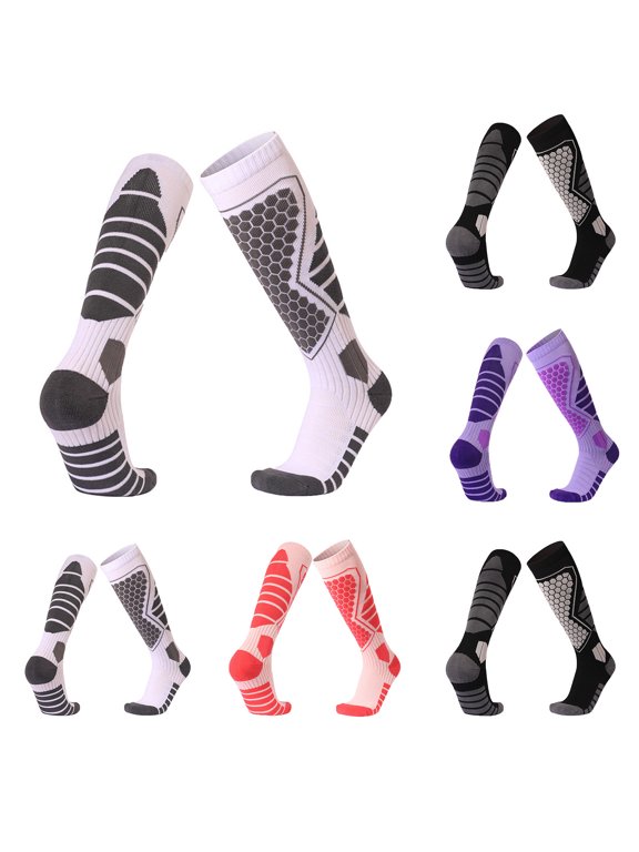 Insulated Thick Warm Anti Slip Mid Calf Ski Socks For Women, Padded Hiking Snow Sport Thermal Hosiery, Comfort Long Stockings For Cold Weather Outdoor Winter Daily Activities