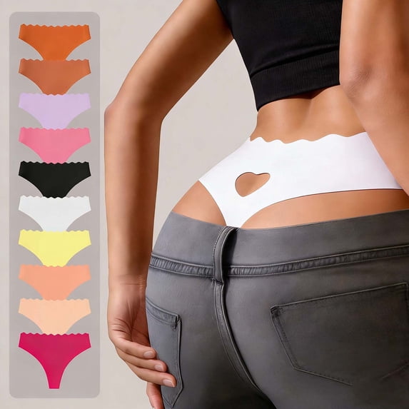YYV Low-Rise Seamless Ice-Silk Thong Briefs No-Show Stretch Waist Breathable Soft Fabric Cotton Lined Crotch Quick-Dry Anti-Chafe Invisible Fit Comfortable Everyday Underwear Panties