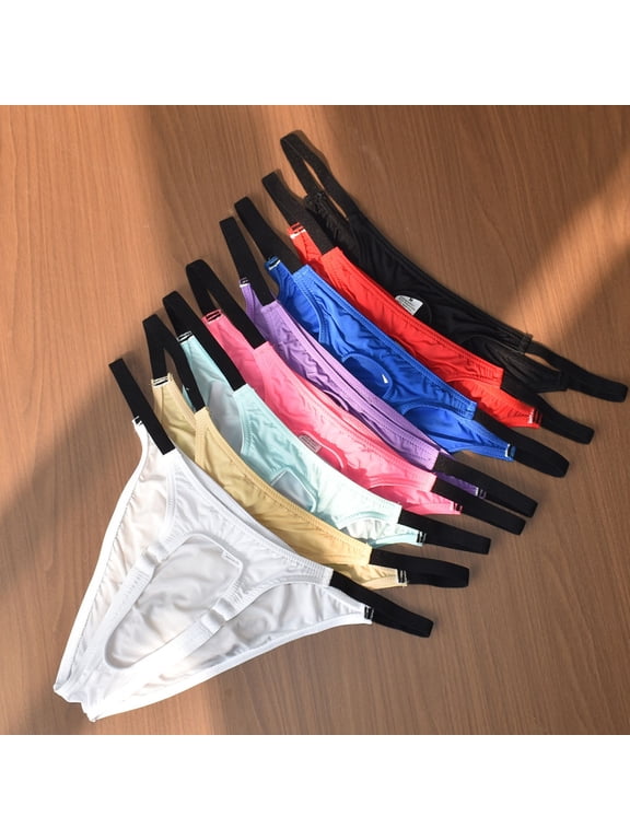 Men's Ice-Silk Low-Rise Quick-Dry Breathable Briefs Seamless Contour Pouch Soft Stretch Fabric Performance Underwear Non-Removable Liner Comfortable Everyday Wear