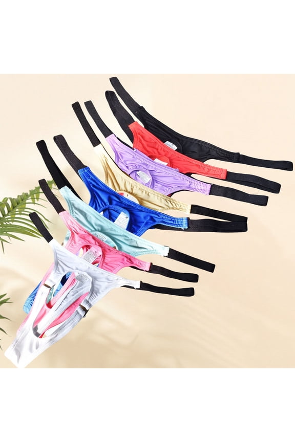 Men's Ice-Silk Low-Rise T-String Breathable Quick-Dry Seamless Contour Pouch Stretch Fabric Minimal-Coverage Performance Underwear Lightweight Comfortable Intimates