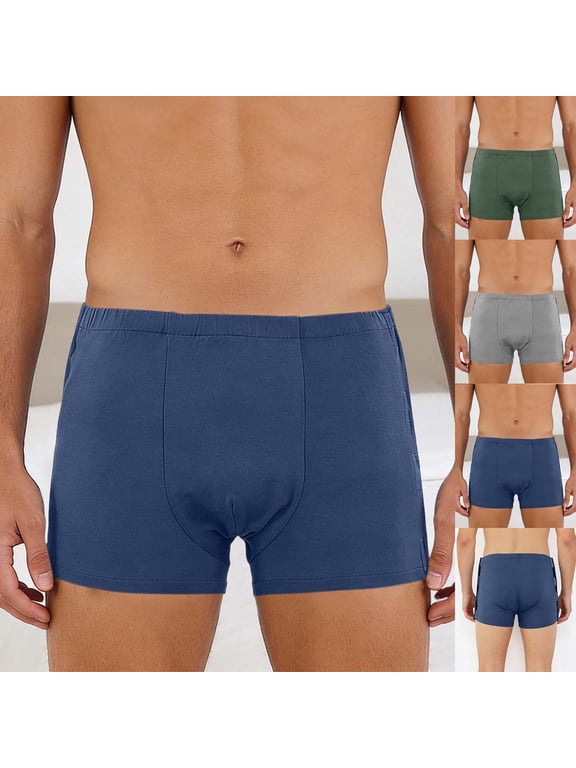 Men's Post-Op Open-Front Elastic Waist Briefs Easy On-Off Surgical Recovery Underwear Fully Open Adhesive Closure Soft Stretch Fabric Breathable Comfort Post Surgery Briefs