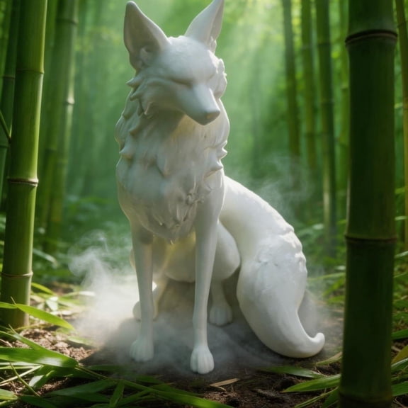YYV Millennial White Fox Resin Decorative Figurine Desktop Ornament Mystic Fox Statue Home Office Shelf Accent Collectible Gift For Animal Decor Enthusiasts