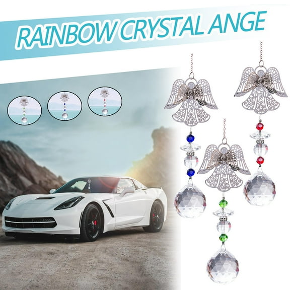 YYV Modern Crystal Angel Chakra Suncatcher Metal Hanging Pendant With Crystal Balls For Tree Window Garden Home Lighting Decor