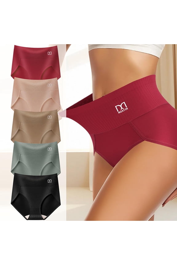 Plus-Size High-Waist Seamless Shaping Briefs Tummy Control Hip Lift Breathable Stretch Fabric Flat Seams Cotton Crotch Anti-Roll Design Comfortable Invisible Fit Shapewear Panties