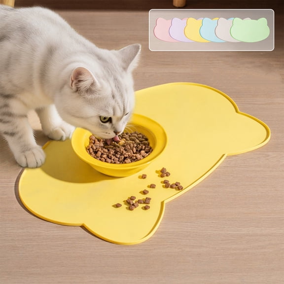 YYV Rectangular Silicone Spill Resistant Non Slip Pet Feeding Placemat Easy Clean Slow Eating Bowl Pad Waterproof Silicone Tray For Cat Dog Food Water Station