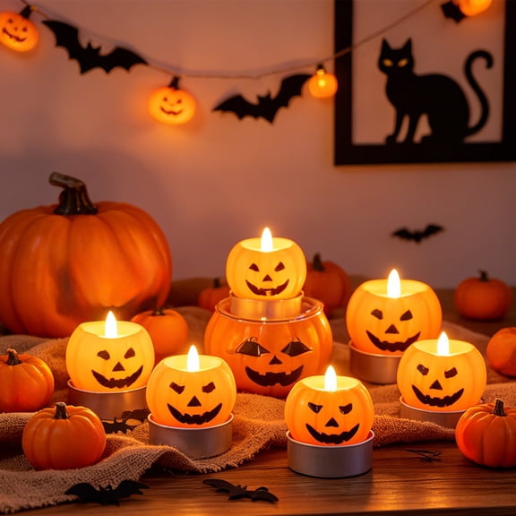 YYV Set of 3 Halloween Spooky Small Candles for Party Decorations Photo Props Indoor Outdoor Table Centerpiece Ambiance Lighting