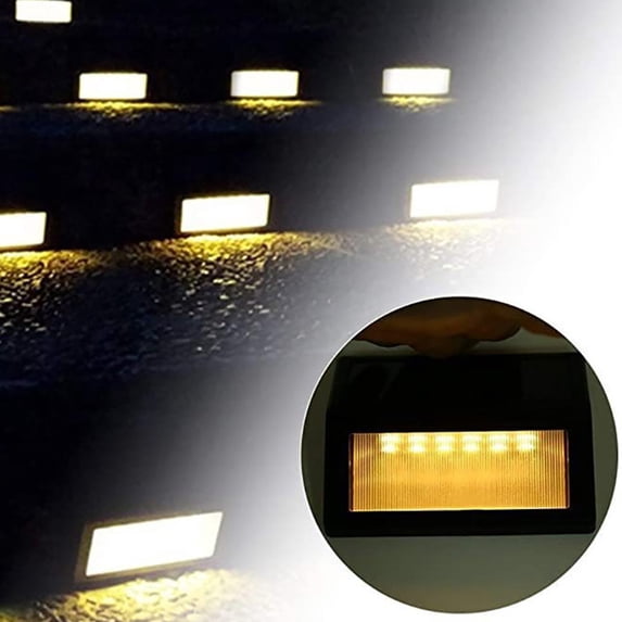 YYV Solar Outdoor Waterproof Step Lights, Deck Fence and Garden Walkwayway Staircase Wall Lights, Auto On/Off Landscape Illumination