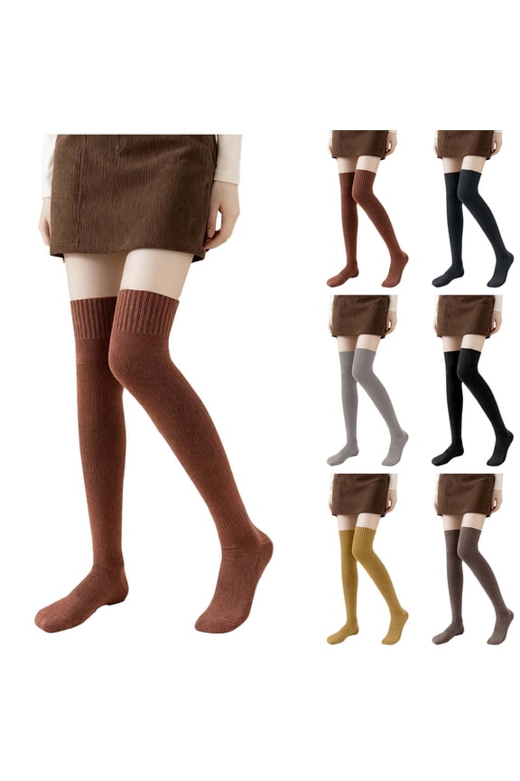 Solid Color Fleece Lined Over The Knee Long Tube Socks For Women, Extra Thick Warm Fall Winter Thermal Hosiery, Soft Insulated Casual Stockings For Cold Weather Indoor Outdoor Daily Wear