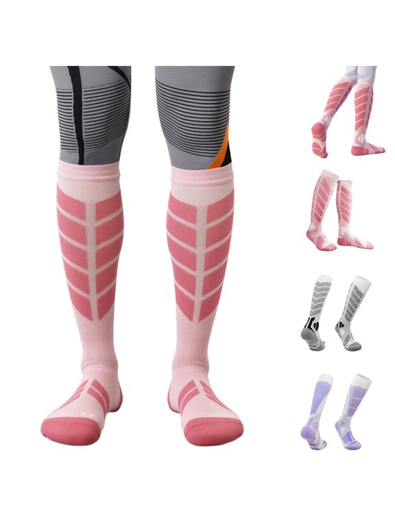 Thick Thermal Non Slip Mid Calf Ski Socks For Women, Warm Cushioned Hiking Snowboarding Hosiery, Cozy Cold Weather Long Stockings For Outdoor Winter Sports Daily Activities