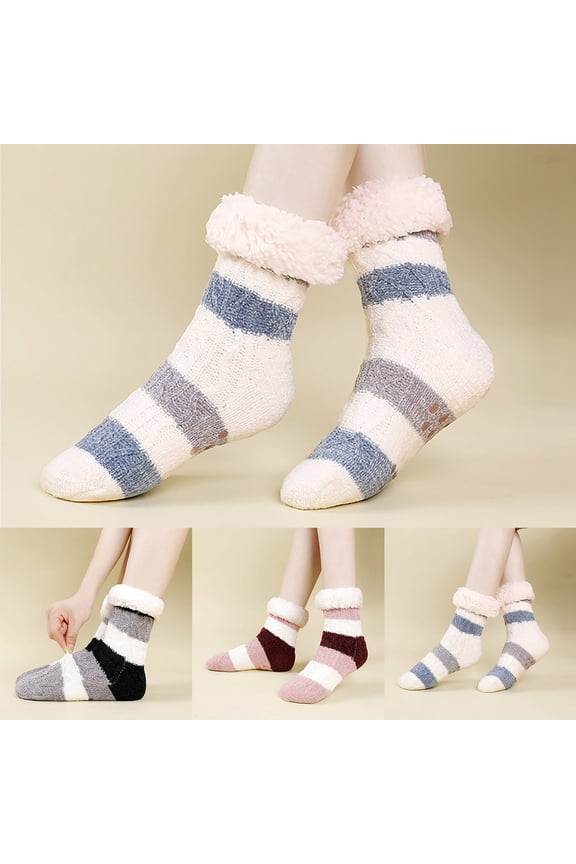 Ultra Thick Plush Fleece Mid Calf Floor Sleeping Socks For Couples Unisex Men Women, Warm Thermal Winter Hosiery, Cozy Insulated Foot Cover For Bedroom Dorm Cold Weather Rest