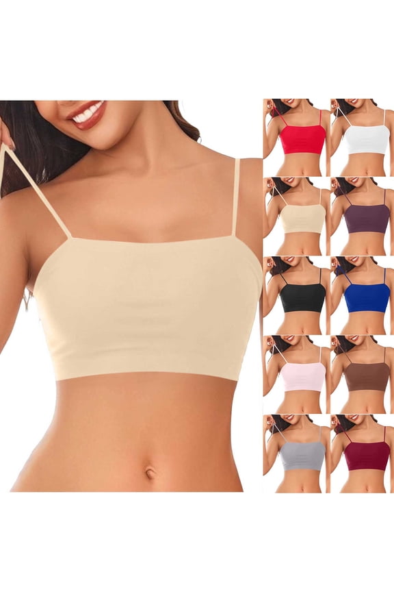 No Underwire Comfortable Womens Bras No Underwire Full Support Seamless Bras Ice-Silk Removable-Pad Tank Top Bra Seamless Built-In Cups Breathable Cooling Fabric Removable Padding Convertible