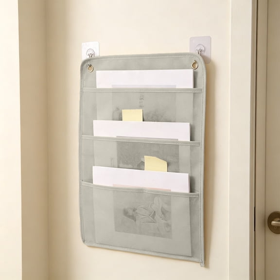 YYV Wall Mounted Handheld File Storage Bag Portable over Door File Organizer with Multiple Slots Mail Holder Document Catcher Stationery Storage Pocket for Home Office Classroom