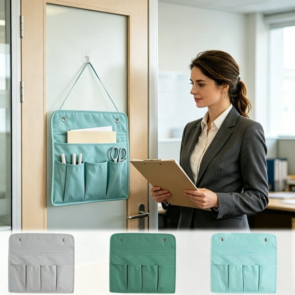 YYV Wall Mounted Handheld File Storage Bag Portable File Organizer for Home Office and School over Door Document Holder with Multiple Pockets Space Saving Wall Caddy Mail Stationery Organizer