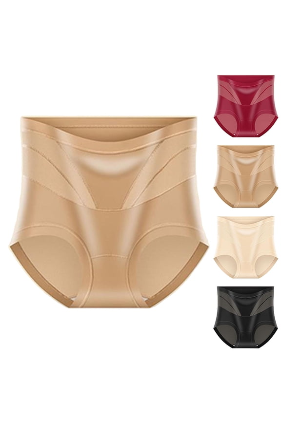 Women's Printed Mesh Hollow-Waist Shaping Briefs Seamless Mid-Rise Breathable Waist-Lifting Hip-Shaping Design Tummy Control Flat Seams Soft Cotton Lined Crotch Invisible Fit