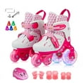 thumbnail image 1 of YYW 4-Size-Adjustable Roller Skates with Light Up Wheels, for Girls Boys Kids Toddler(Pink, S), 1 of 10