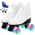 thumbnail image 1 of YYW Classic Roller Skates, Double-Row Skate with Skate Bag Light up Wheels, White, Women's 7 & Men's 5.5, 1 of 11