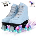 thumbnail image 1 of LPAMEOIU Roller Skates for Women,Flashing-Wheel Double Row Man Quad Skate for Kids(Blue,Women 8/Men 6.5), 1 of 11