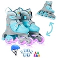 thumbnail image 1 of YYW 2-in-1 Roller Skates for Kids, Quad & Inline Skates with Light-up-Wheel,Adjustable Size(Blue,S), 1 of 10