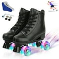 thumbnail interactive-video image 1 of LPAMEOIU Roller Skates for Women,4-Flashing-Wheel Men Quad Skate for Girl Boy(Black,Women 8/Men 6.5), 1 of 11