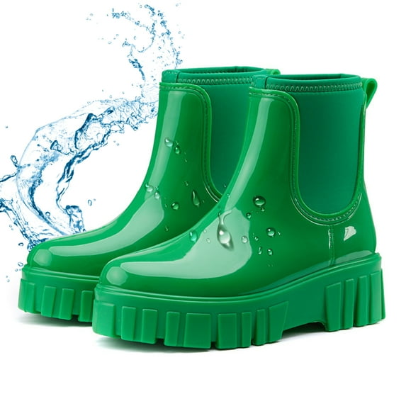 YYW Short Rain Boots For Women, Non-Slip Waterproof Garden Shoes Girl Ankle Rainboot,Green(Size 10)