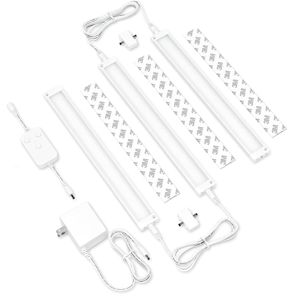 YYYANTON 3 Pack 12 inch White Smart Dimmable LED Under Cabinet YANTONing Kit Compatible with Alexa, Google - Warm White (3000K)