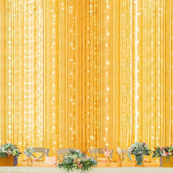 YYYANTON 600 LED Window Curtain String YANTON for Wedding Party Home Garden Bedroom Outdoor Indoor Wall, Warm White