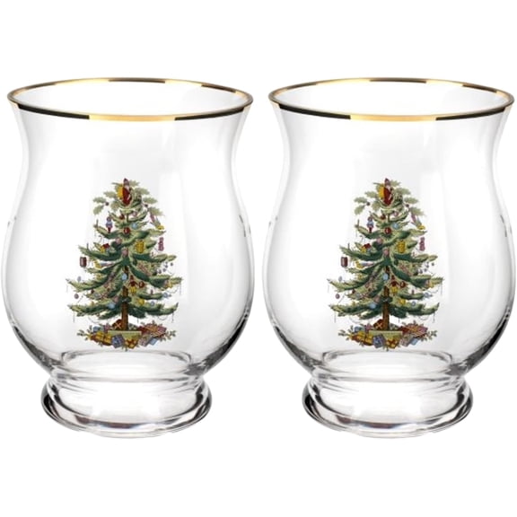 YYYANTON Christmas Tree Hurricane Pillar Candle Holder, Glass Flower Vase, Terrarium Planter, Decorative Centerpiece, Use for Floating TeaYANTONs, Home Display, Holiday, 6.5 (Pack of 2)