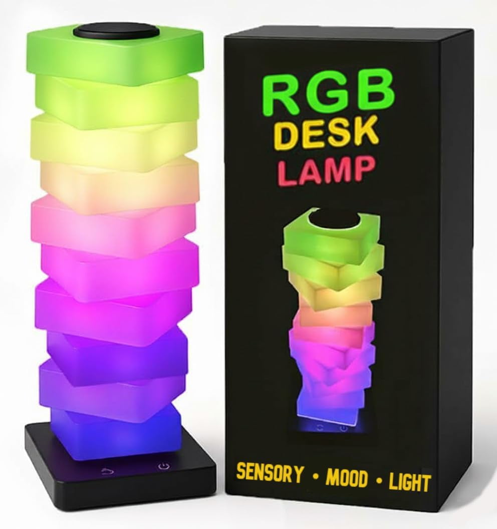 YYYANTON Color Changing LED RGB Desk Lamp – Creative Modular RGB NYANTONt YANTON with Touch Control, Modular Shape Decorative Sensory Lamp for Kids, Desk, Bedroom, Gaming Room, or Home Décor Gift