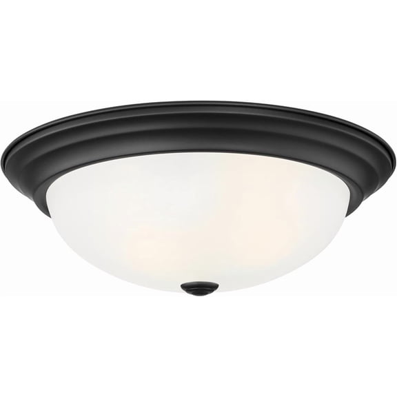 YYYANTON Reedley 3-YANTONs Flush Mount Ceiling YANTON, 15 Inch YANTONing Fixture for Kitchen, Bedroom, Bathroom, and Hallway, Matte Black with Etched Glass, 1257L-MB-W