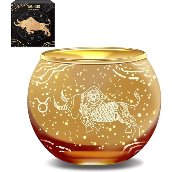 YYYANTON Taurus Gifts for Women Gold Votive Candle Holder Tea YANTON Candle Holder with Tea YANTON Candle Gift Set for Zodiac Astrology Birthday Gifts Women Mother Home Decor Table Centerpiece