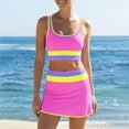 thumbnail image 1 of YYYMEIII Bikini Set 3 Piece Swimsuits For Women Swimsuit With Skirt Women's Tankini Bathing Suits Graphic Swim Tank Top With Boyshorts Ladies Swimwear XL Pink, 1 of 7