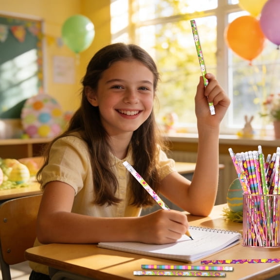 YYYMEIII Easter Pencils Easter Day Pencil Holiday Wood Pencils With Erasers Cute Fun Pencils