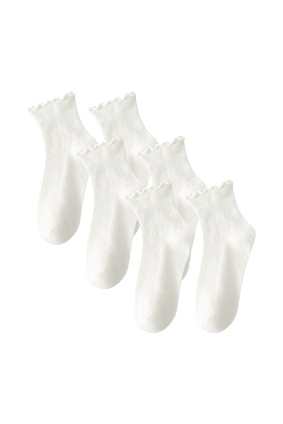 3 Pairs Womens Socks, Cute Ruffle Turn Cuff Casual Ankle Socks Lettuce Frilly Dress Socks Breathable Cotton Crew Socks for Women Girls