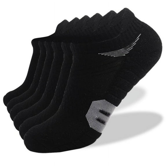 YYYTop 6 Pairs Unisex Low Cut Athletic No Show Socks, Women Men Comfort Breathable Ankle Socks Sweat-wicking Cotton Socks Outdoor Sports Socks Pack - Black Socks