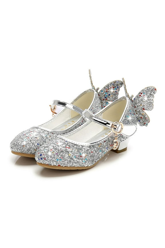 Baby Walking Shoes for Girls, Girls' High Heels Leather Piano Performance Crystal Dress Fashion Model Walk Show Princess Shoes Toddler Girl Shoes Size 7 Light Up Shoes Gold Gifts Under $15