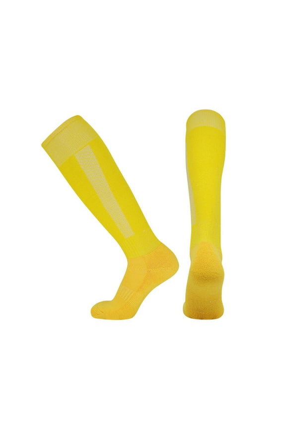 Black Dress Socks for Men, Soccer Grip Socks Fashion Men Solid Color Sweat Wicking Non-Slip Socks Bottom Of Towel Over The Knee High Tube Sports Football Socks Vintage Socks Yellow Holiday Gift