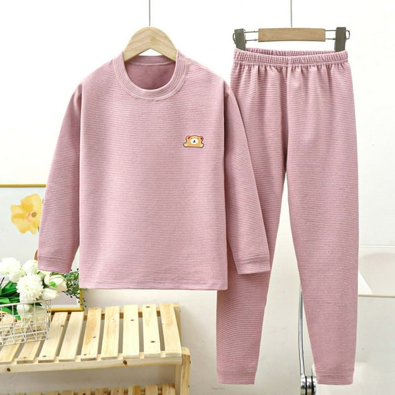 YYYTop Children Clothing Sets, Baby Boys Girls Tracksuit Outfits Set Toddler Baby Kids Winter Boys Girls Solid Color Stripe Long Sleeved Thickening Home Wear Clothes Suit Baby Boys Fall Winter Outfits