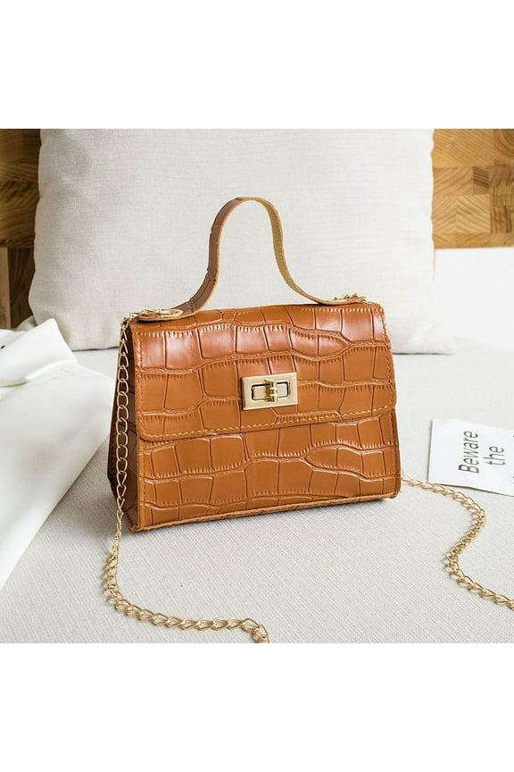 Crossbody Bags for Women Medium Size, Women's Fashion Business Metal Buckle Croco Lines Small Squarebag Handbag Crossbody Tote Bags for Women Work Bags for Women Brown Holiday Bag